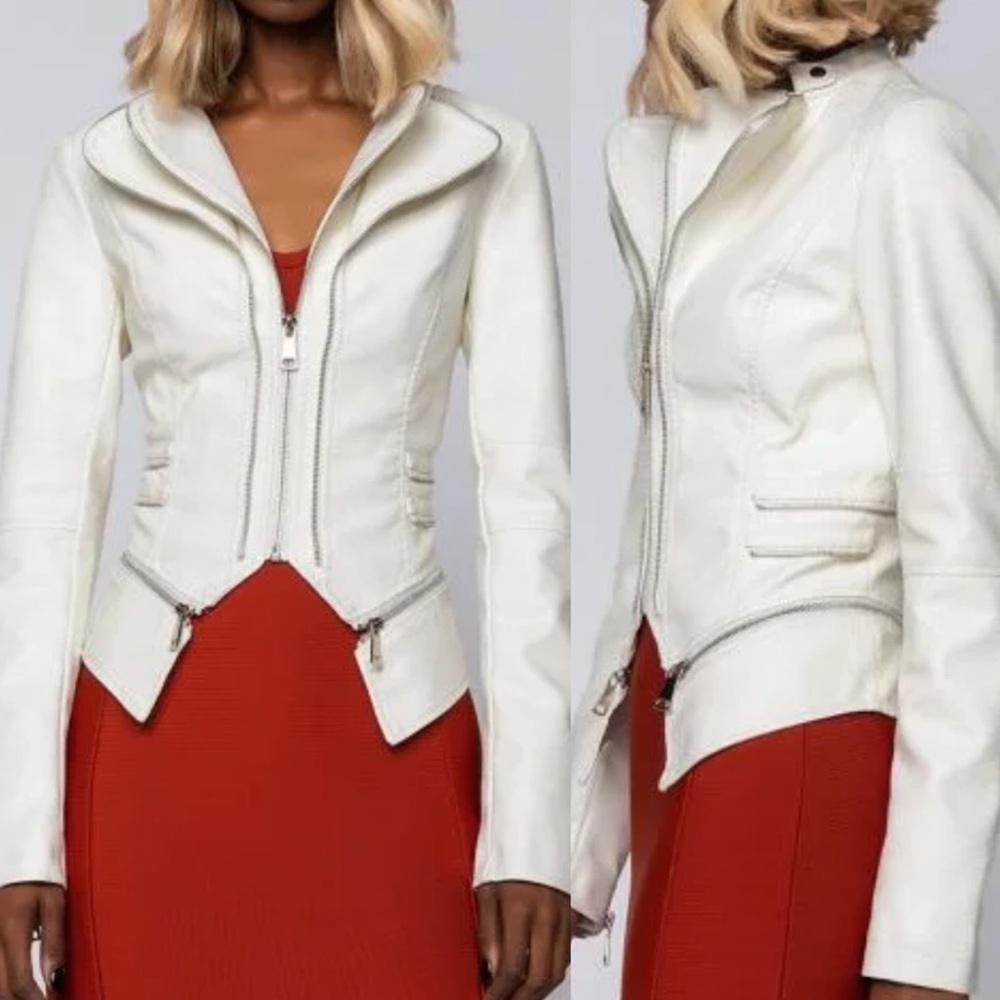 NEW Azelia Wang Faux Leather Moro Jacket 2X